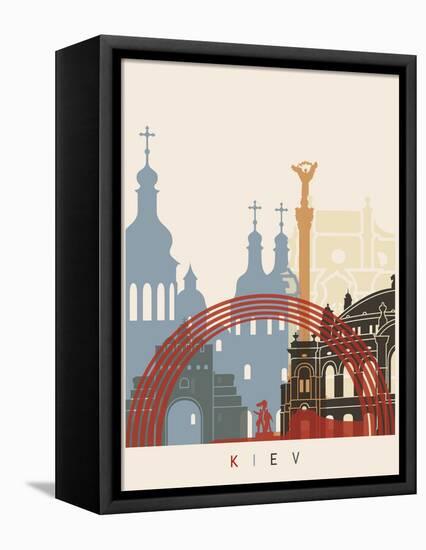 Kiev Skyline Poster-paulrommer-Framed Stretched Canvas