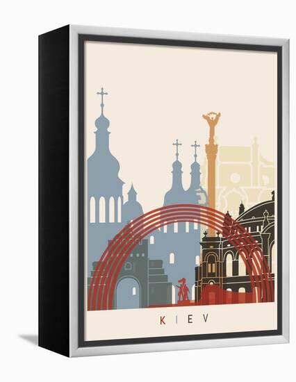 Kiev Skyline Poster-paulrommer-Framed Stretched Canvas