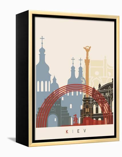 Kiev Skyline Poster-paulrommer-Framed Stretched Canvas