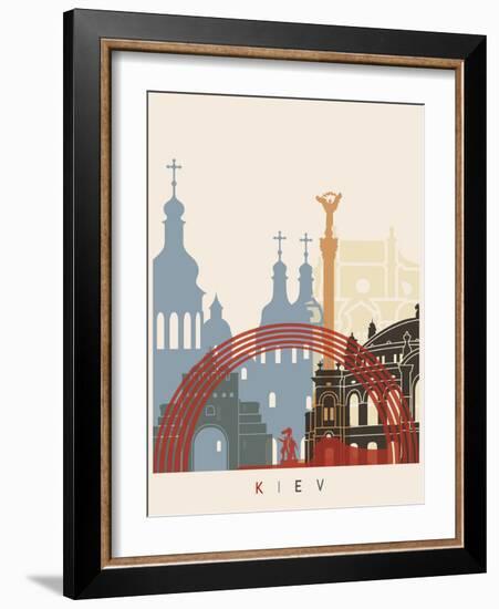 Kiev Skyline Poster-paulrommer-Framed Art Print