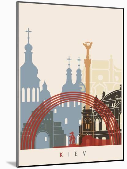 Kiev Skyline Poster-paulrommer-Mounted Art Print