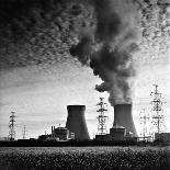 Cooling Towers of a Nuclear Power Plant Creating Dark Clouds Monochrome Film Grain-kikkerdirk-Photographic Print