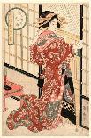 A Courtesan Looking Down at a Man Holding a Pipe in His Hands-Kikukawa Eizan-Framed Giclee Print