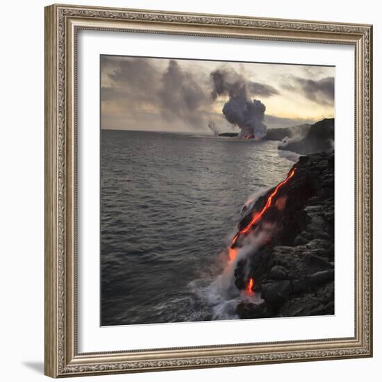 Kilauea lava flow near former town of Kalapana, Big Island, Hawaii, USA-Stuart Westmorland-Framed Photographic Print