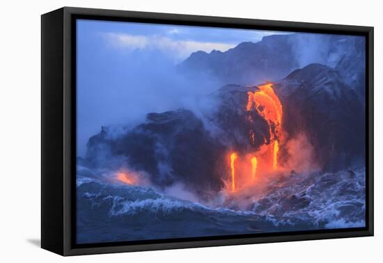 Kilauea lava flow near former town of Kalapana, Big Island, Hawaii, USA-Stuart Westmorland-Framed Premier Image Canvas