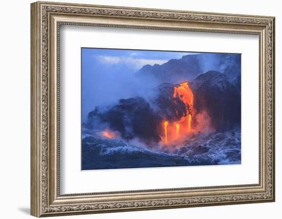 Kilauea lava flow near former town of Kalapana, Big Island, Hawaii, USA-Stuart Westmorland-Framed Photographic Print