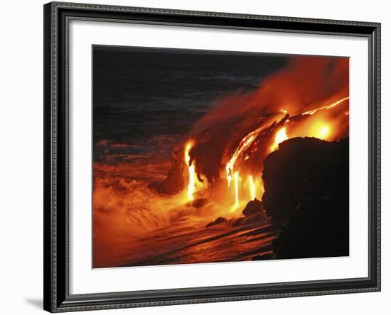 Kilauea Lava Flow Sea Entry, Big Island, Hawaii-null-Framed Photographic Print