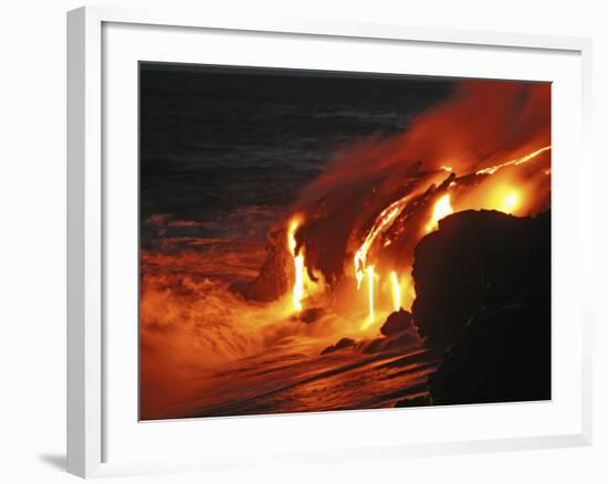 Kilauea Lava Flow Sea Entry, Big Island, Hawaii-null-Framed Photographic Print