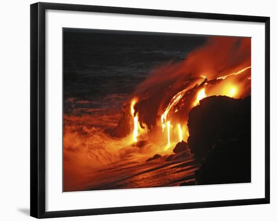 Kilauea Lava Flow Sea Entry, Big Island, Hawaii-null-Framed Photographic Print