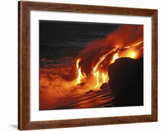 Kilauea Lava Flow Sea Entry, Big Island, Hawaii-null-Framed Photographic Print