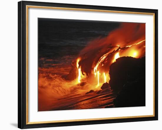 Kilauea Lava Flow Sea Entry, Big Island, Hawaii-null-Framed Photographic Print