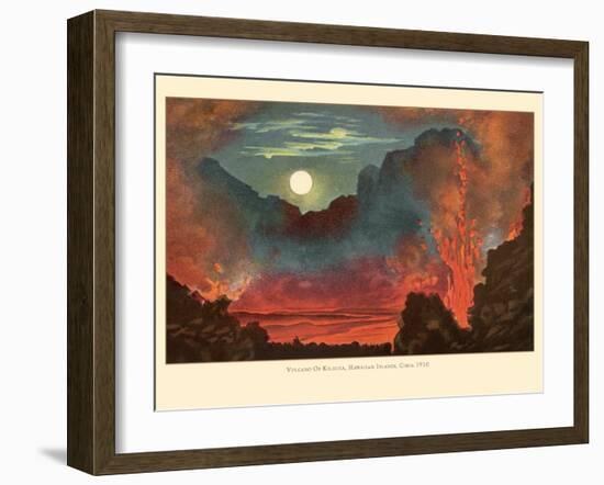 Kilauea Volcano - Big Island Hawaii - Pele Fire Goddess - Vintage Hawaiian Color Postcard, 1910s-Pacifica Island Art-Framed Art Print