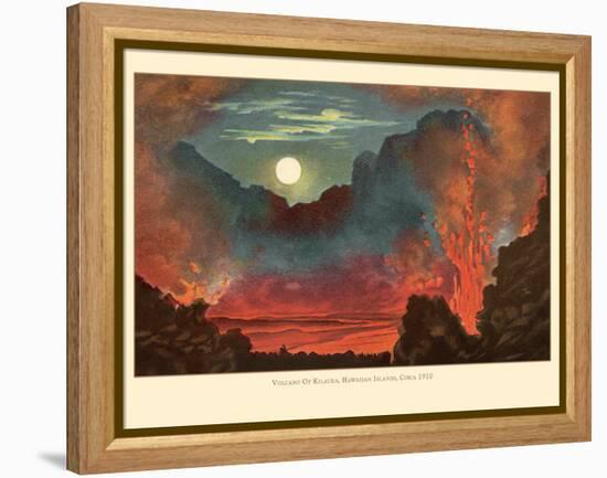 Kilauea Volcano - Big Island Hawaii - Pele Fire Goddess - Vintage Hawaiian Color Postcard, 1910s-Pacifica Island Art-Framed Stretched Canvas