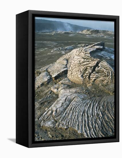 Kilauea Volcano Crater Showing Solidified Ropy Lava Called Pahoehoe, the Big Island, Hawaii, USA-Geoff Renner-Framed Premier Image Canvas