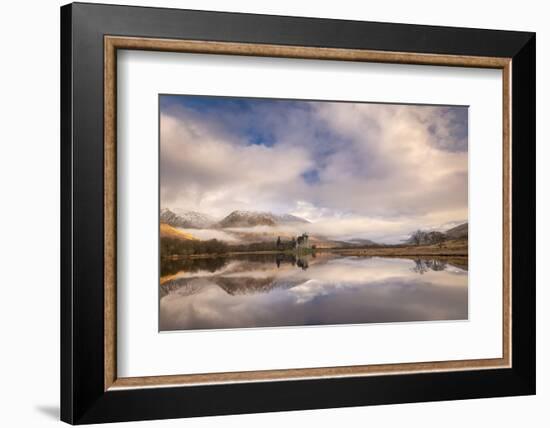 Kilchurn Castle reflected in Loch Awe at dawn in winter, Highlands, Scotland-Adam Burton-Framed Photographic Print