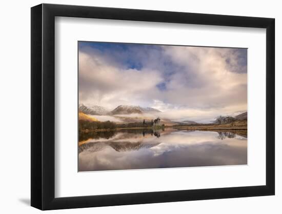 Kilchurn Castle reflected in Loch Awe at dawn in winter, Highlands, Scotland-Adam Burton-Framed Photographic Print