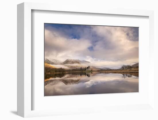 Kilchurn Castle reflected in Loch Awe at dawn in winter, Highlands, Scotland-Adam Burton-Framed Photographic Print