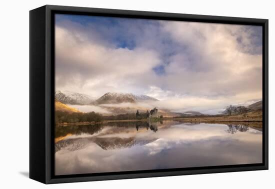 Kilchurn Castle reflected in Loch Awe at dawn in winter, Highlands, Scotland-Adam Burton-Framed Premier Image Canvas