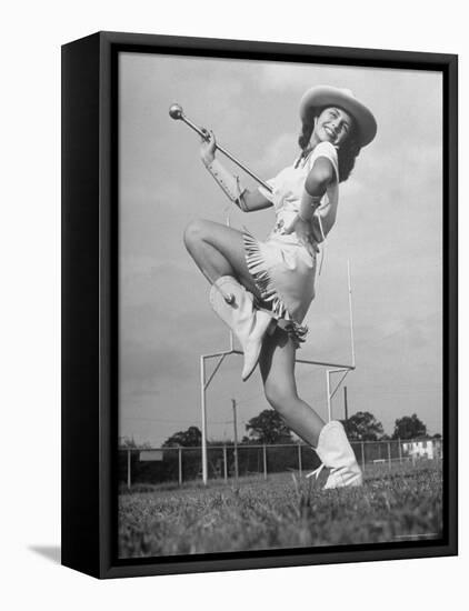 Kilgore Junior College Rangerette Marching with Her Baton-Joe Scherschel-Framed Premier Image Canvas