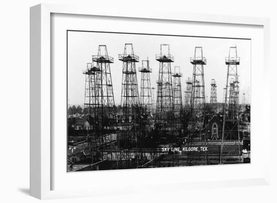 Kilgore, Texas - Skyline of Town-Lantern Press-Framed Art Print