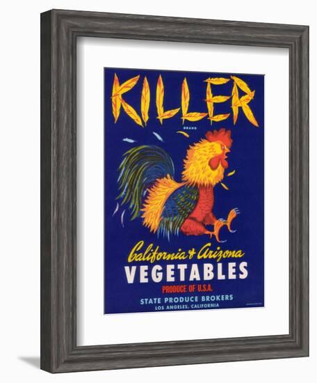 Killer Vegetable Label - Los Angeles, CA-Lantern Press-Framed Art Print