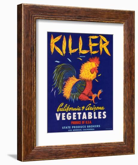 Killer Vegetable Label - Los Angeles, CA-Lantern Press-Framed Art Print