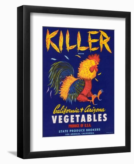 Killer Vegetable Label - Los Angeles, CA-Lantern Press-Framed Art Print