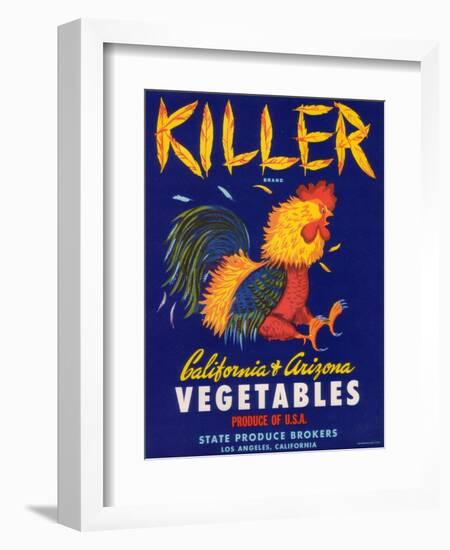 Killer Vegetable Label - Los Angeles, CA-Lantern Press-Framed Art Print