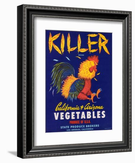 Killer Vegetable Label - Los Angeles, CA-Lantern Press-Framed Art Print