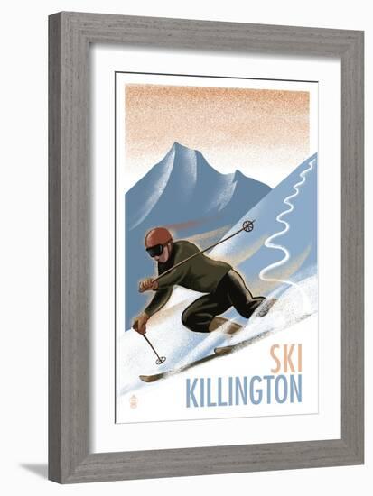 Killington, Vermont - Downhill Skier - Lithography Style-Lantern Press-Framed Art Print