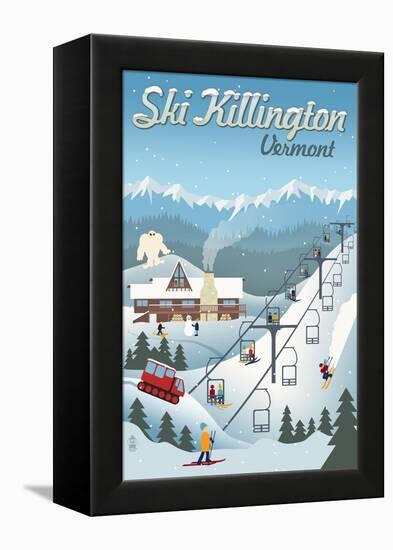 Killington, Vermont - Retro Ski Resort-Lantern Press-Framed Stretched Canvas