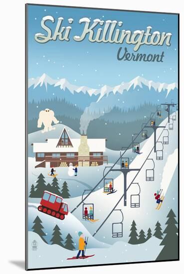 Killington, Vermont - Retro Ski Resort-Lantern Press-Mounted Art Print