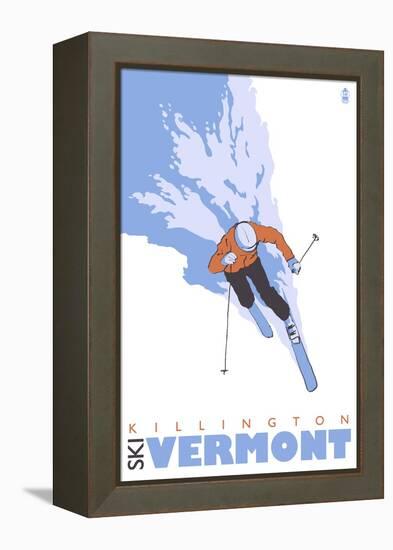 Killington, Vermont, Stylized Skier-Lantern Press-Framed Stretched Canvas