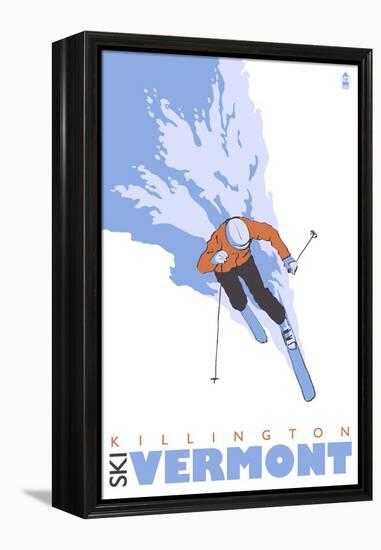 Killington, Vermont, Stylized Skier-Lantern Press-Framed Stretched Canvas