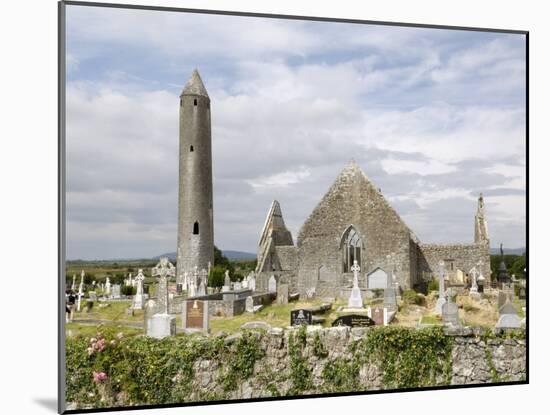 Kilmacdaugh Churches and Round Tower, Near Gort, County Galway, Connacht, Republic of Ireland-Gary Cook-Mounted Photographic Print