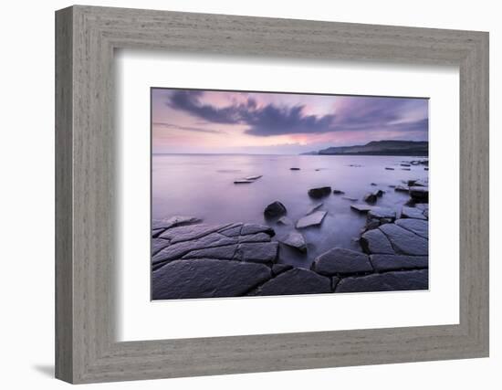 Kimmeridge Bay ledges at sunset, Dorset, UK-Ross Hoddinott-Framed Photographic Print