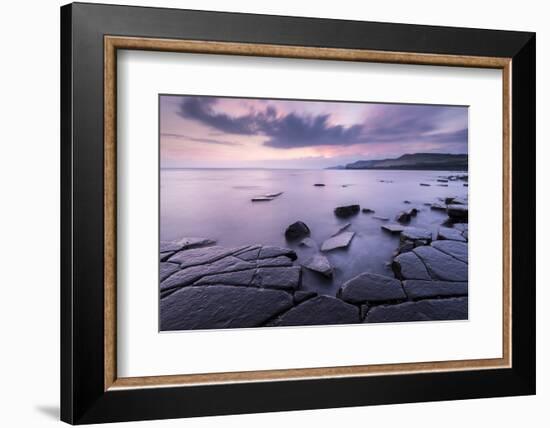 Kimmeridge Bay ledges at sunset, Dorset, UK-Ross Hoddinott-Framed Photographic Print