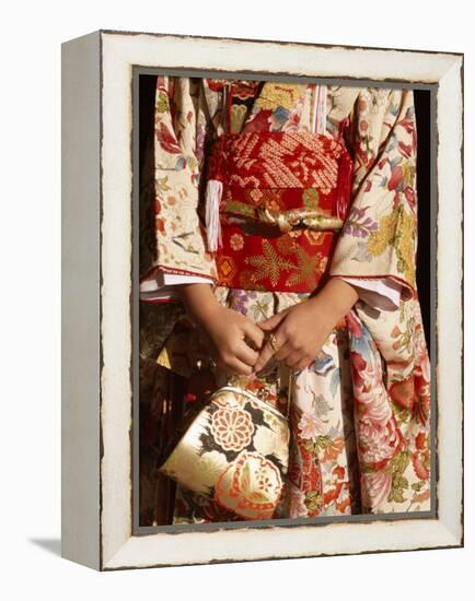 Kimono and Handbag, Traditional Dress, Japan-null-Framed Premier Image Canvas