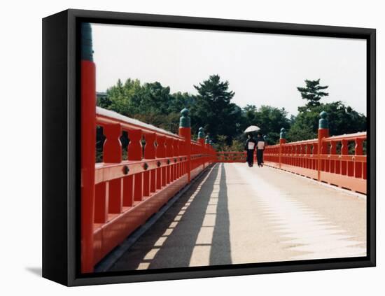 Kimono on the Bridge, Kyoto, Japan-Shin Terada-Framed Premier Image Canvas