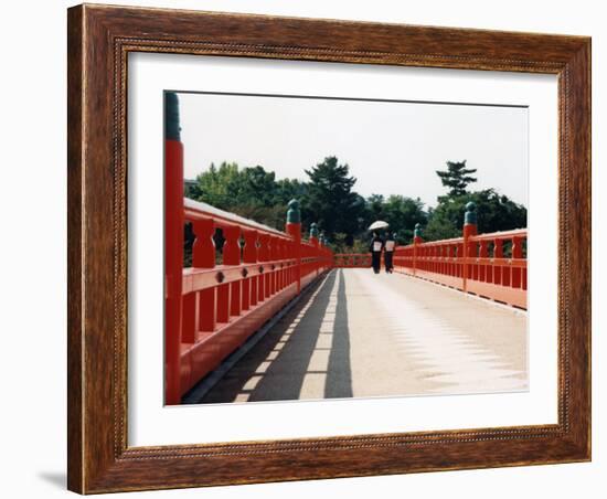 Kimono on the Bridge, Kyoto, Japan-Shin Terada-Framed Photographic Print