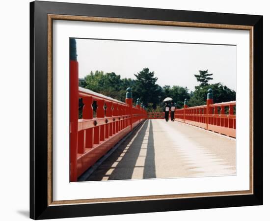 Kimono on the Bridge, Kyoto, Japan-Shin Terada-Framed Photographic Print