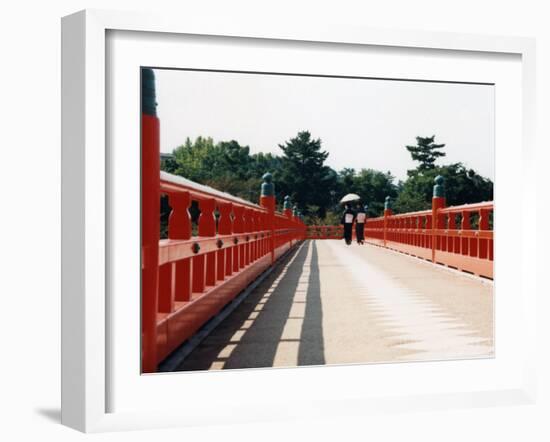 Kimono on the Bridge, Kyoto, Japan-Shin Terada-Framed Photographic Print