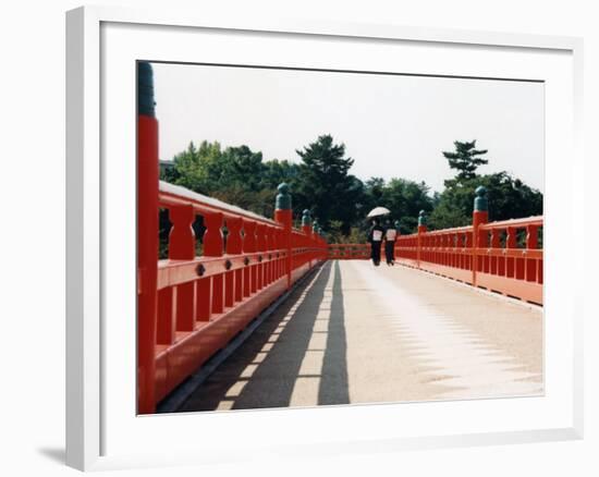 Kimono on the Bridge, Kyoto, Japan-Shin Terada-Framed Photographic Print