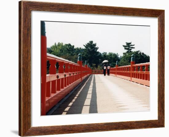 Kimono on the Bridge, Kyoto, Japan-Shin Terada-Framed Photographic Print