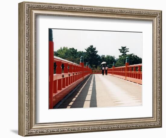 Kimono on the Bridge, Kyoto, Japan-Shin Terada-Framed Photographic Print