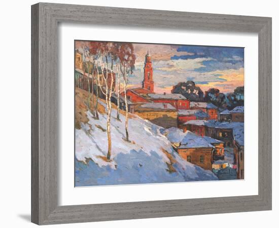 Kind On A Winter City, Oil On A Canvas-balaikin2009-Framed Art Print