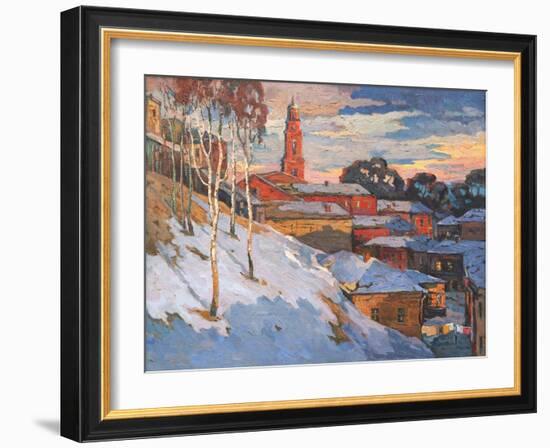 Kind On A Winter City, Oil On A Canvas-balaikin2009-Framed Art Print