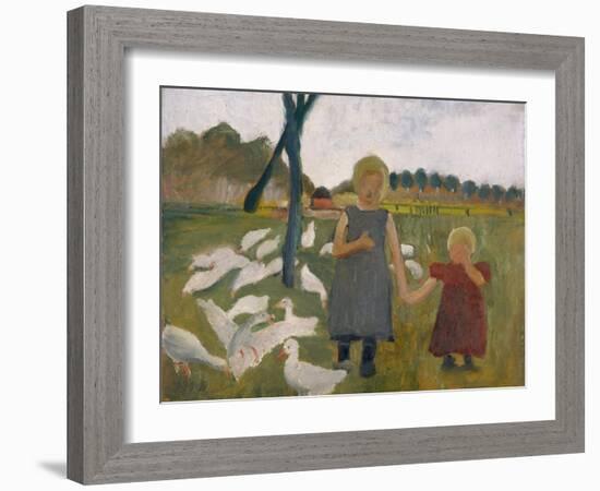 Kinder Mit Gaensen-Paula Modersohn-Becker-Framed Giclee Print