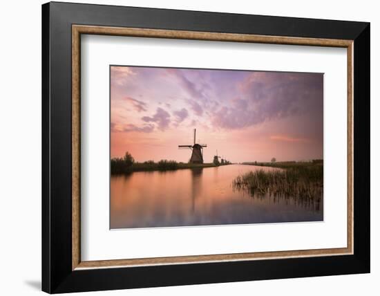 Kinderdijk, Netherlands the Windmills of Kinderdijk Resumed at Sunrise.-ClickAlps-Framed Premium Photographic Print