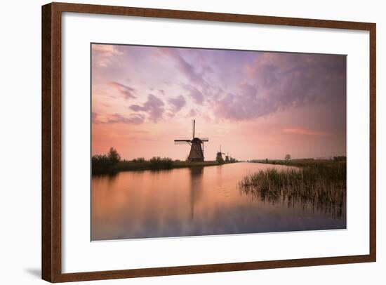 Kinderdijk, Netherlands the Windmills of Kinderdijk Resumed at Sunrise.-ClickAlps-Framed Photographic Print